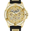 Guess Herren Multifunkion Armbanduhr King schwarz, gold 48 mm GW0537G2