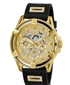 Guess Herren Multifunkion Armbanduhr King schwarz, gold 48 mm GW0537G2
