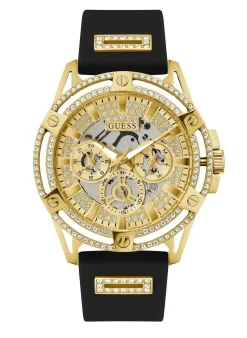 Guess Herren Multifunkion Armbanduhr King schwarz, gold 48 mm GW0537G2