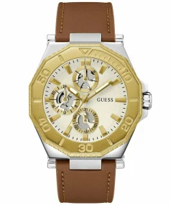 Guess Herren Multifunkion Armbanduhr PRIME braun, gold 46 mm GW0704G1