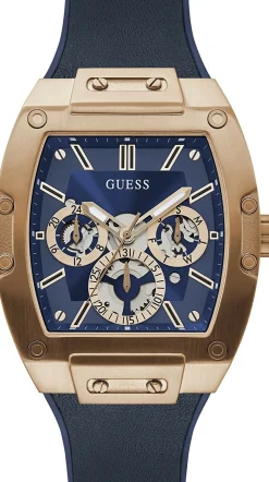 Guess Herren Uhr Edelstahl Amband Leder/silikon blau GW0202G4