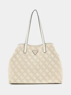 GUESS Shopper Damen Vikky 4G Logo Baumwolle Weiß HWAL9318290‑WLO