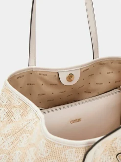 GUESS Shopper Damen Vikky 4G Logo Baumwolle Weiß HWAL9318290‑WLO