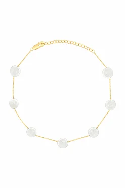 Halskette 925 Silber Choker vergoldet flache Süßwasserzucht Perlen 41185174650974