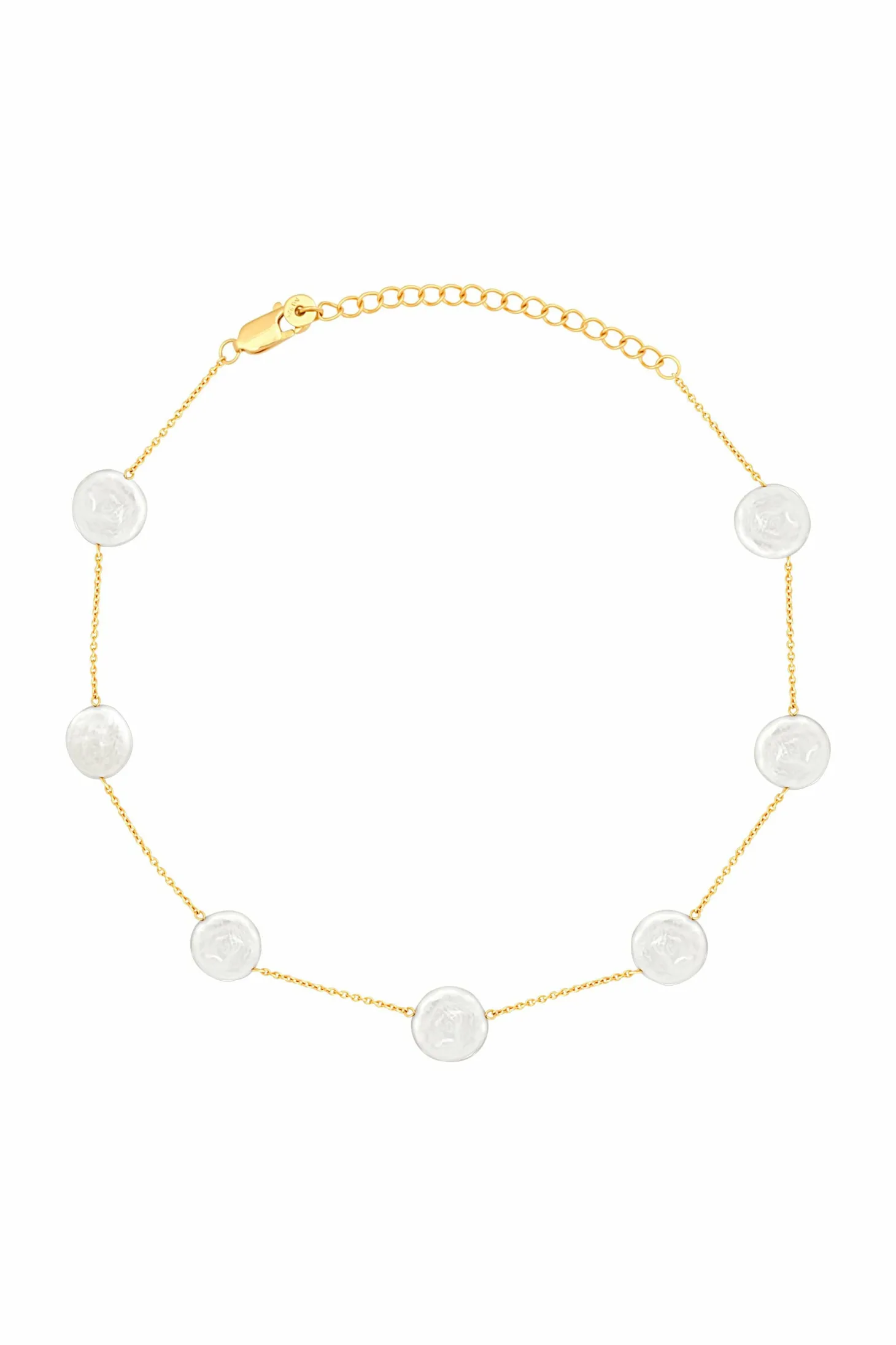 Halskette 925 Silber Choker vergoldet flache Süßwasserzucht Perlen 41185174650974