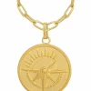 Halskette 925 Silber vergoldet Münze Kompass Sonne 41184819019870