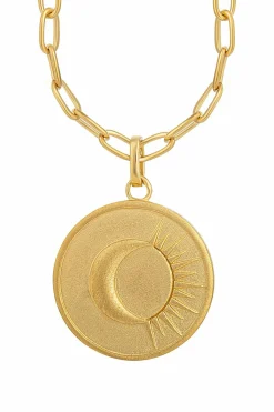 Halskette 925 Silber vergoldet Münze Kompass Sonne 41184819019870