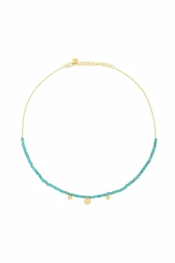 Halskette 925 Silber vergoldet türkiser Howlith Plättchen 41185023000670