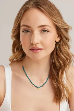 Halskette 925 Silber vergoldet türkiser Howlith Plättchen 41185023000670