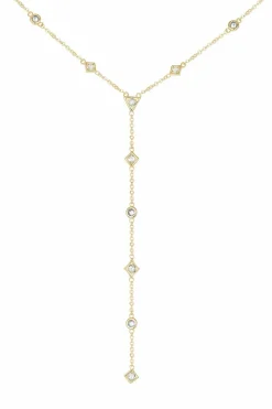 Halskette 925 Silbervergoldet Y-Kette mit Zirkonia 41185213153374