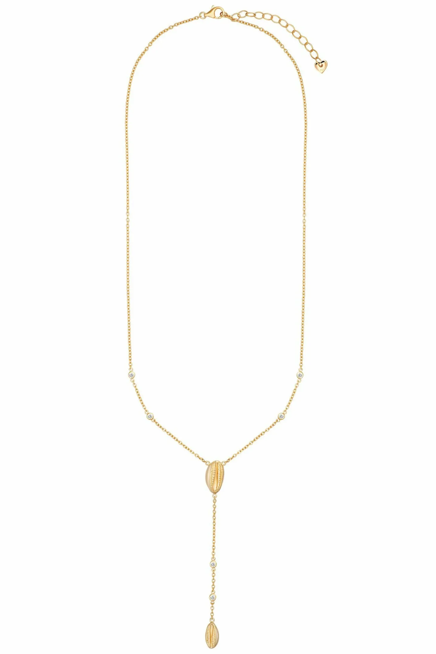 Halskette 925 Sterling Silber vergoldet Zirkonia Kauri Muschel Anhängern 41185091092574