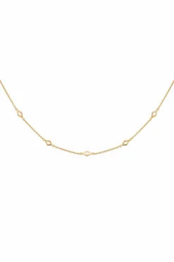 Halskette Choker 925 Silber vergoldet Rauten mit Cut-Outs 41185099153502