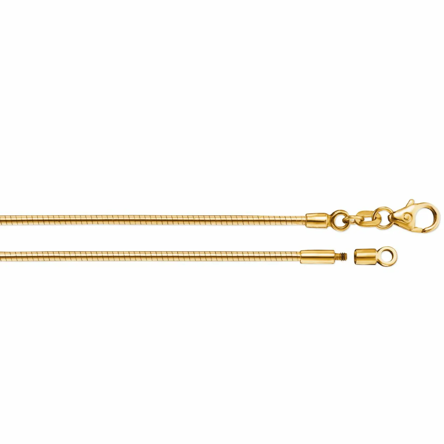 Halsreif Omega 1,5mm - 50cm - 750 Gelbgold mit Schraubverschluss