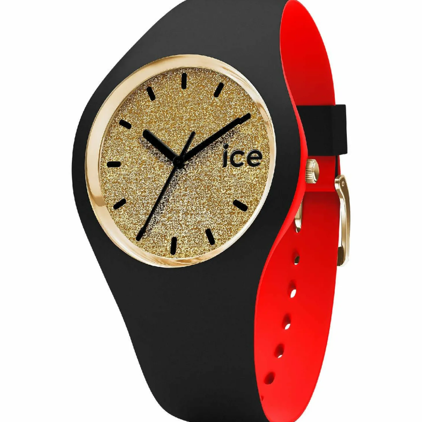 Ice-Watch - Ice Loulou Gold Glitter - Schwarz Damenuhr mit Silikonarmband - 007228 (Small)