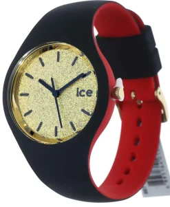 Ice-Watch - Ice Loulou Gold Glitter - Schwarz Damenuhr mit Silikonarmband - 007228 (Small)