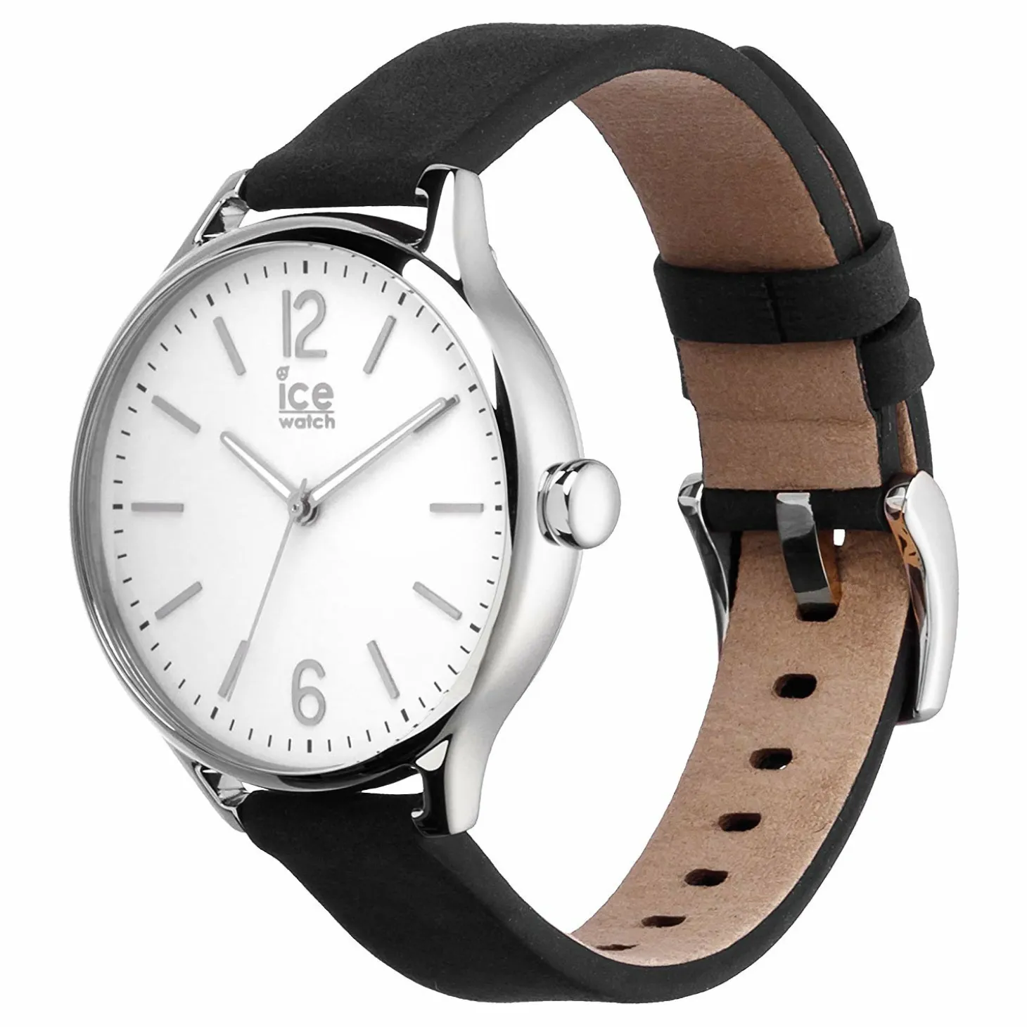 Ice-Watch - Ice Time Black Silver - Schwarz Damenuhr mit Lederarmband - 013066 (Small)