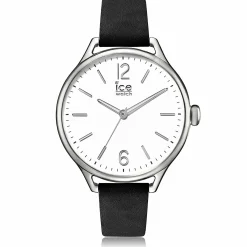 Ice-Watch - Ice Time Black Silver - Schwarz Damenuhr mit Lederarmband - 013053 (Medium)
