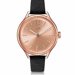 Ice-Watch - Ice Time Black Rose-Gold - Schwarz Damenuhr mit Lederarmband - 013052 (Medium)