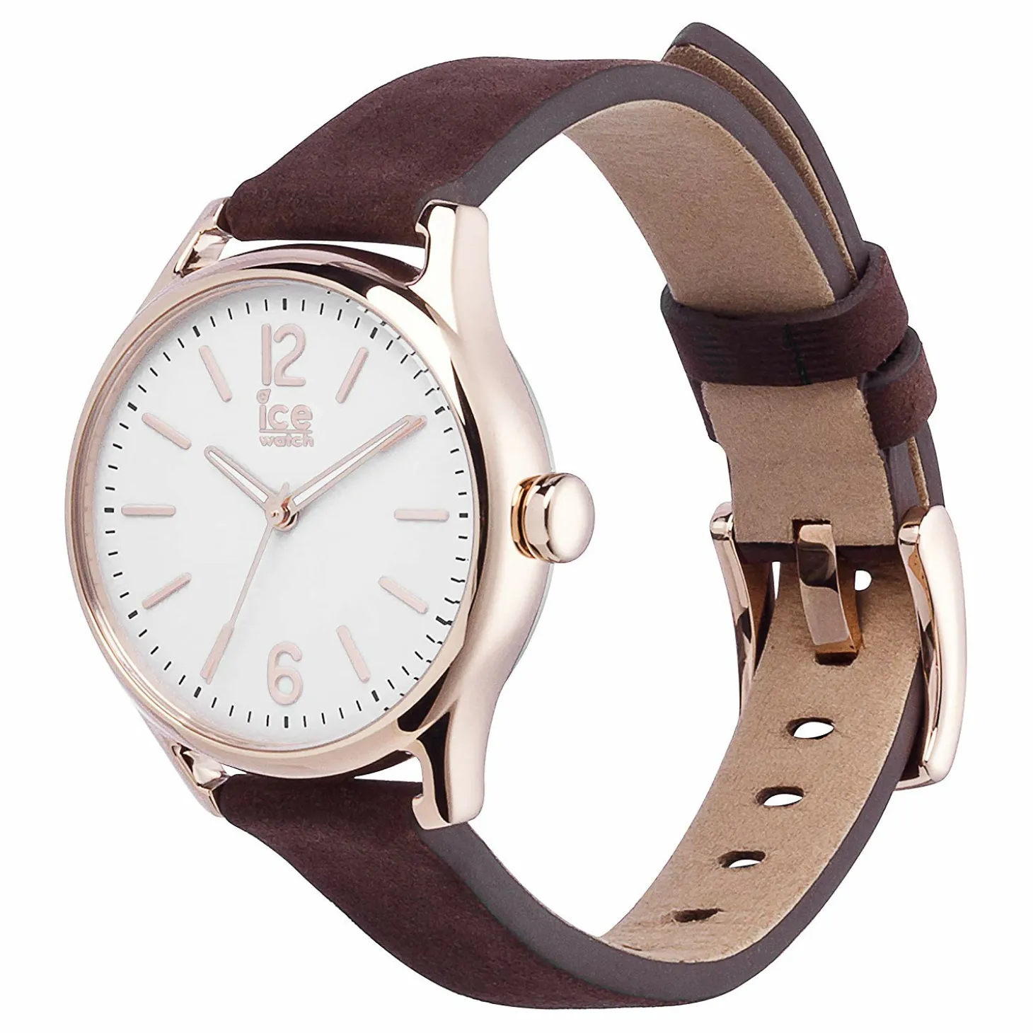Ice-Watch - Ice Time Brown Rose-Gold - Braun Damenuhr mit Lederarmband - 013067 (Small)
