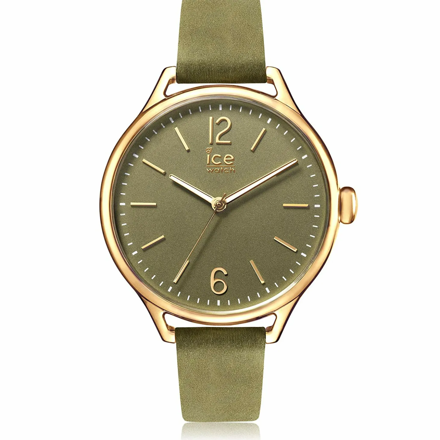 Ice-Watch - Ice Time Khaki - Grün Damenuhr mit Lederarmband - 013056 (Medium)