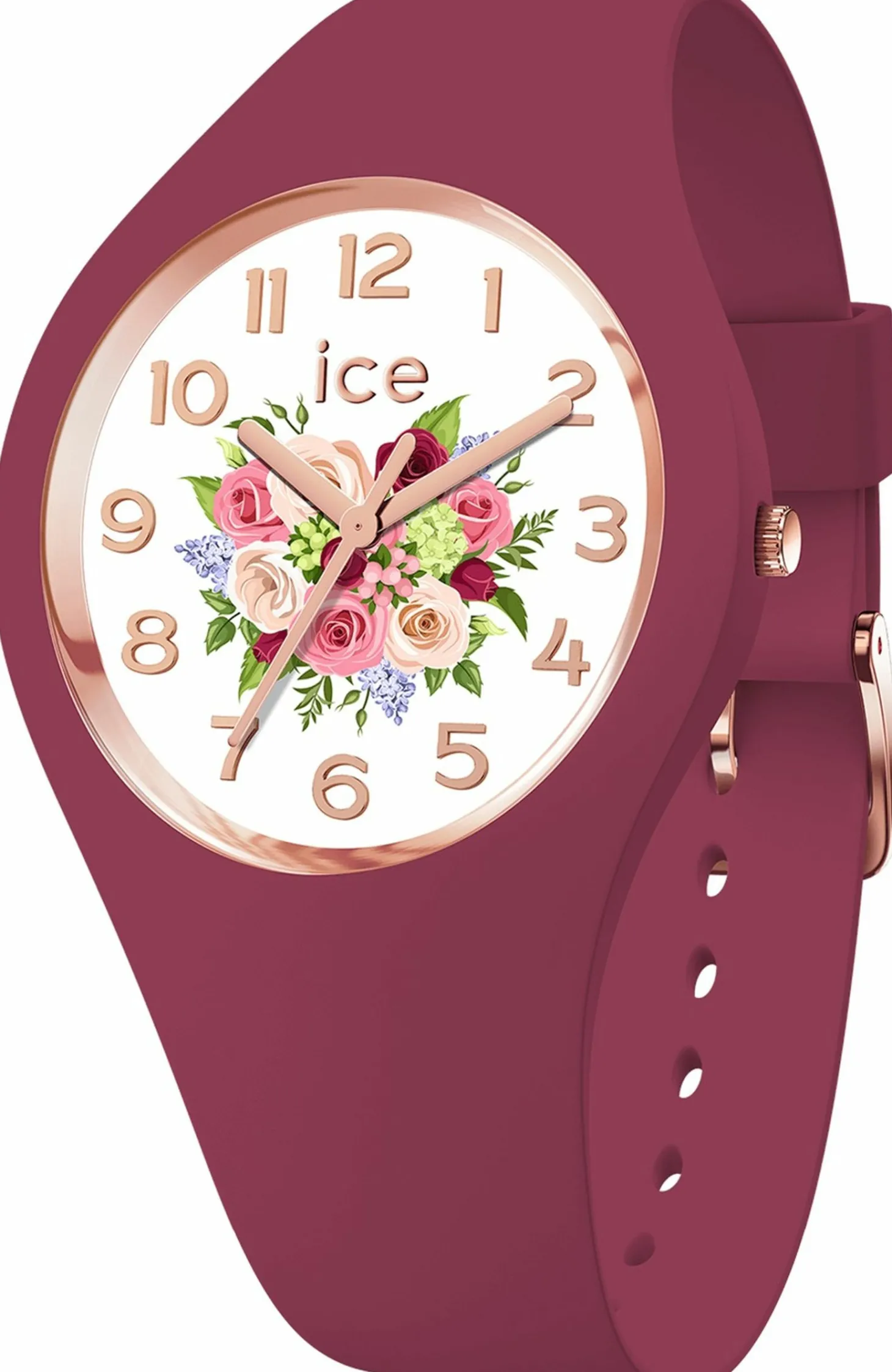 Ice-Watch Armbanduhr Damen ICE Flower Anemone bouquet Small bordeaux weiß 021736
