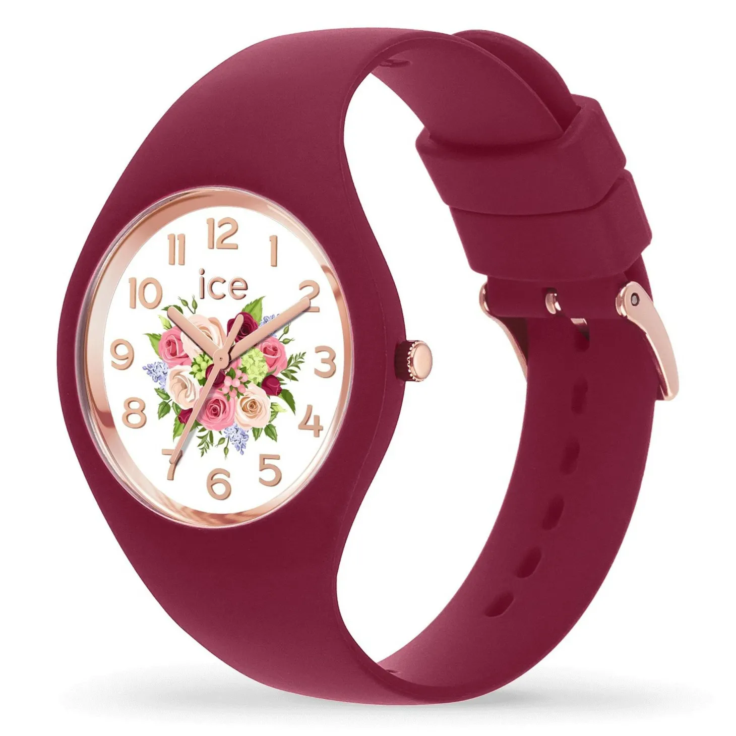Ice-Watch Armbanduhr Damen ICE Flower Anemone bouquet Small bordeaux weiß 021736