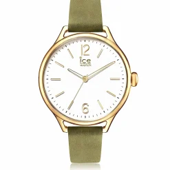 Ice‑Watch Damen Armbanduhr Ice Time Medium Khaki/Goldfarben 013058