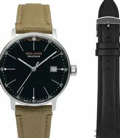 Iron Annie Herren Analoguhr Set Bauhaus Textilband grün 5034-2