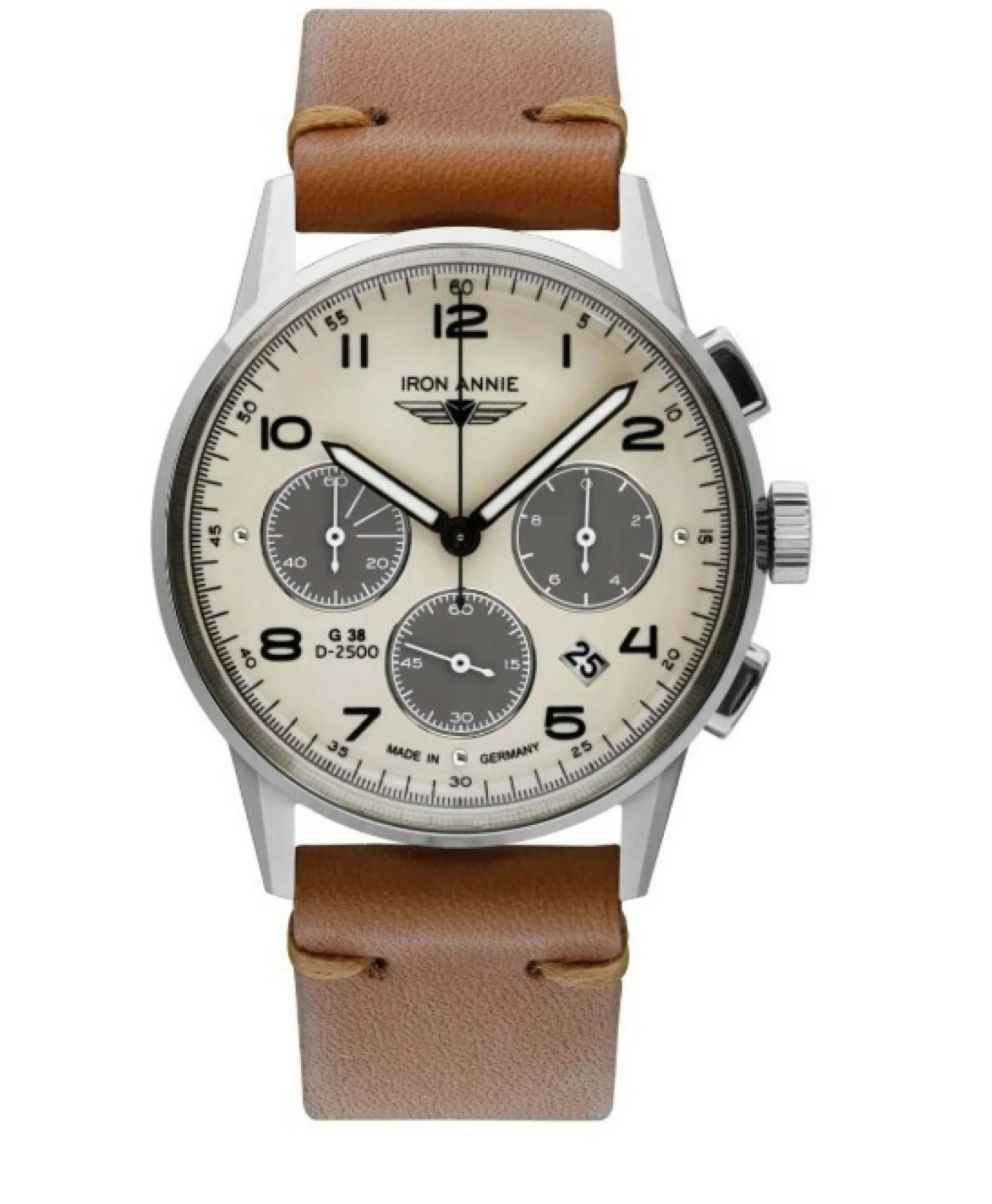 Iron Annie Herren Chronograph mit Lederarmband Braun 5372-1