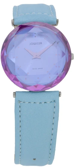 Jowissa Damenuhr Cubic Zirkonia Lederarmband blau J6.029.M