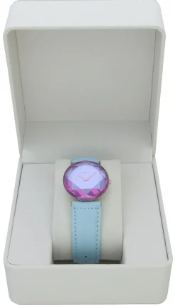 Jowissa Damenuhr Cubic Zirkonia Lederarmband blau J6.029.M