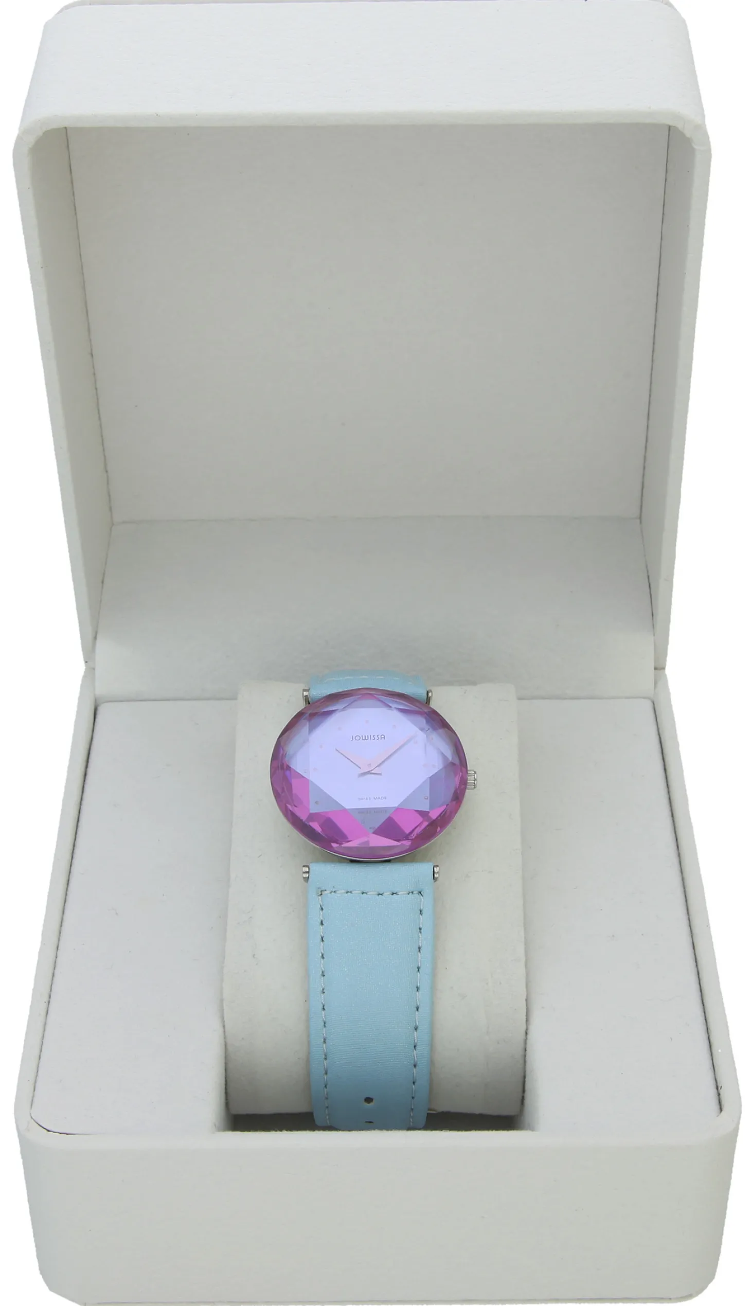 Jowissa Damenuhr Cubic Zirkonia Lederarmband blau J6.029.M