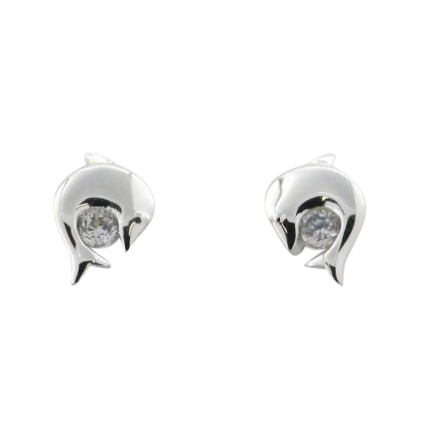 Mädchen Ohrstecker mit Delfinen und Zirkonia Silber 5.1309.R