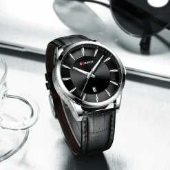 Men's Fashion Round Shape Quartz Watch with Leather Strap 8365