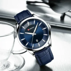 Men's Fashion Round Shape Quartz Watch with Leather Strap 8365