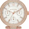 MICHAEL KORS Damen Armbanduhr 33 mm Zirkonia auf der Lünette Armband Leder MK2914
