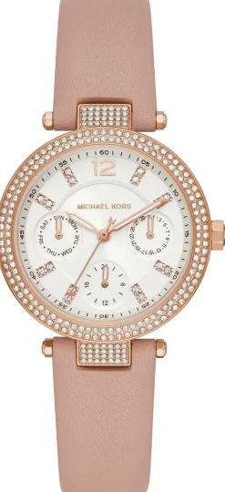 MICHAEL KORS Damen Armbanduhr 33 mm Zirkonia auf der Lünette Armband Leder MK2914