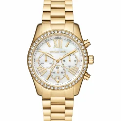 Michael Kors Uhr Damen Lexington Pavé Gold Chronograph MK7241