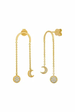 Ohrringe 925 Silber vergoldet Anhänger Mondphasen Zirkonia 41185098530910