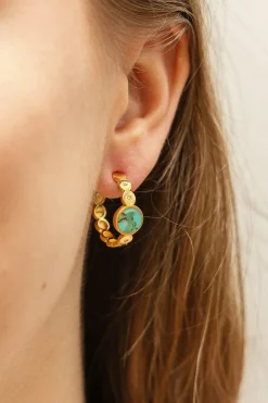 Ohrringe 925 Silber vergoldet Türkis und Zirkonia 41185160691806