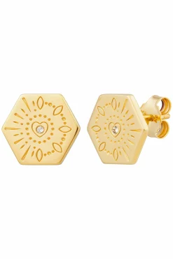 Ohrstecker 925 Silber vergoldet Tattoo Motiv Hexagon 41185161838686