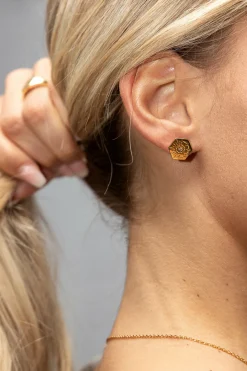 Ohrstecker 925 Silber vergoldet Tattoo Motiv Hexagon 41185161838686