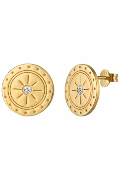 Ohrstecker 925 Silber vergoldet Münze Sonne Mandala Topas 41184634437726