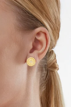 Ohrstecker 925 Silber vergoldet Münze Sonne Mandala Topas 41184634437726