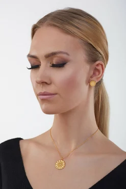 Ohrstecker 925 Silber vergoldet Münze Sonne Mandala Topas 41184634437726