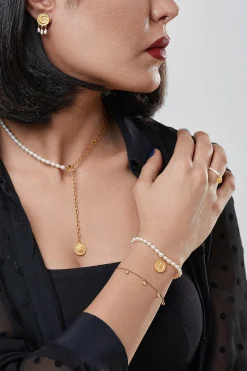 Ohrstecker 925 Silber vergoldet Münze Mond Perlen 41184813908062