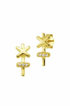 Ohrstecker 925/- Silber vergoldet Zirkonia Kreuz 41184444842078