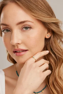 Ohrstecker 925 Silber vergoldet Türkis & Weißtopas 41185076707422