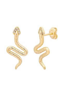 Ohrstecker 925 Silber vergoldet Schlange mit Zirkonia 41185079427166