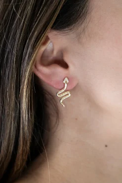 Ohrstecker 925 Silber vergoldet Schlange mit Zirkonia 41185079427166